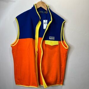 POLO RALPH LAUREN Color-Blocked Brushed Fleece Vest Size L